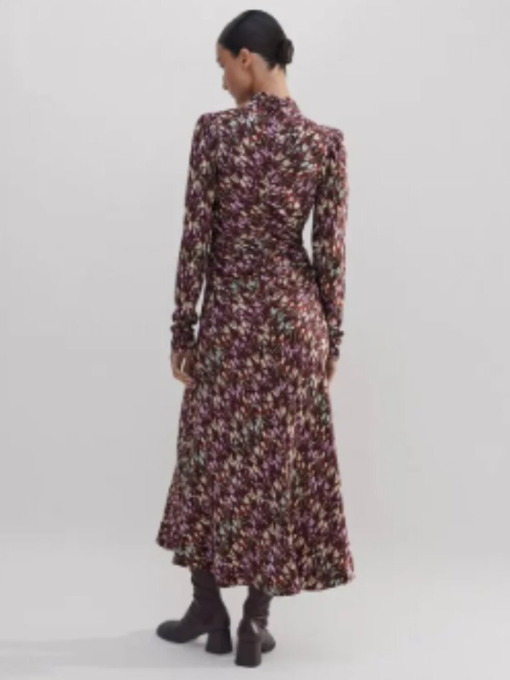 ME+EM Tulip Print Midi Dress, Pink/Brown Multicolor - Size 8 - Picture 4 of 9